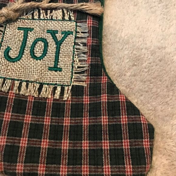 NWT Plaid Christmas Joy Mini Stocking Green Xmas Decor - Picture 10 of 16